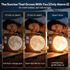 Alarm Clock for Bedrooms, Sunrise Alarm Clock Wake up Light for Kids Teens, White Noise Sound Machine, Moon Light Dual Alarms for Heavy Sleepers, Night Light Clock for Preppy Room Decor