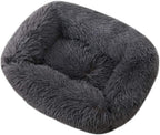 Cozy Cave Donut Pet Bed for Dogs & Cats - Self-Warming Plush Cushion for Improved Sleep - Dark Gray XS