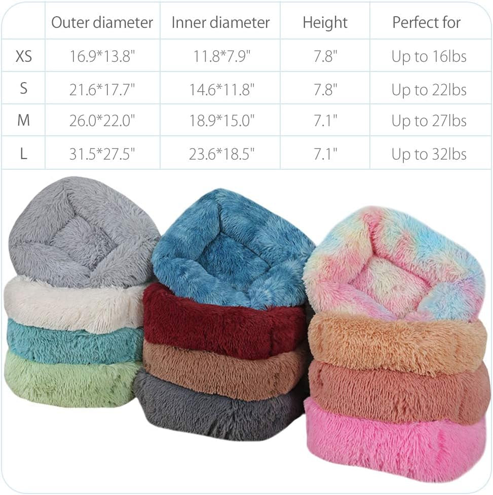 Cozy Cave Donut Pet Bed for Dogs & Cats - Self-Warming Plush Cushion for Improved Sleep - Dark Gray XS