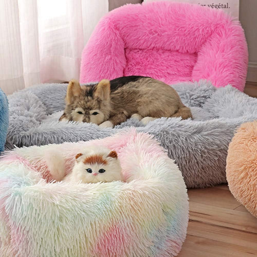 Cozy Cave Donut Pet Bed for Dogs & Cats - Self-Warming Plush Cushion for Improved Sleep - Dark Gray XS