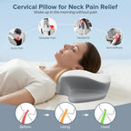 Cervical Neck Pillow for Pain Relief, Ergonomic Side Sleeper Pillow for Sleeping, Orthopedic Neck Support Contour Memory Foam Pillow for Side Back Stomach Sleepers, Ideal for Office Travel