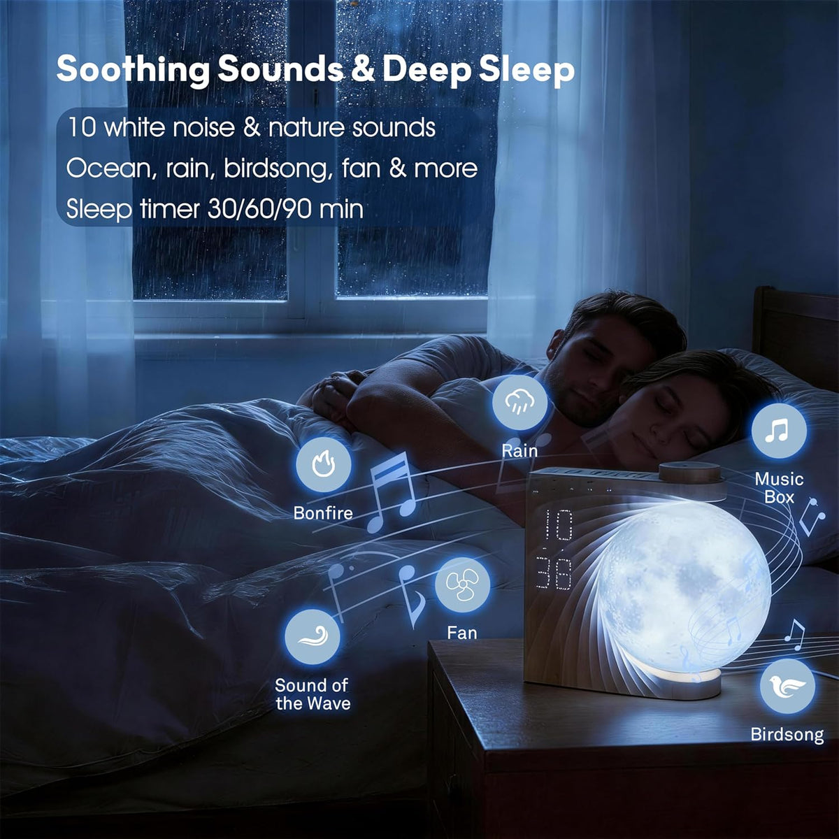 Alarm Clock for Bedrooms, Sunrise Alarm Clock Wake up Light for Kids Teens, White Noise Sound Machine, Moon Light Dual Alarms for Heavy Sleepers, Night Light Clock for Preppy Room Decor